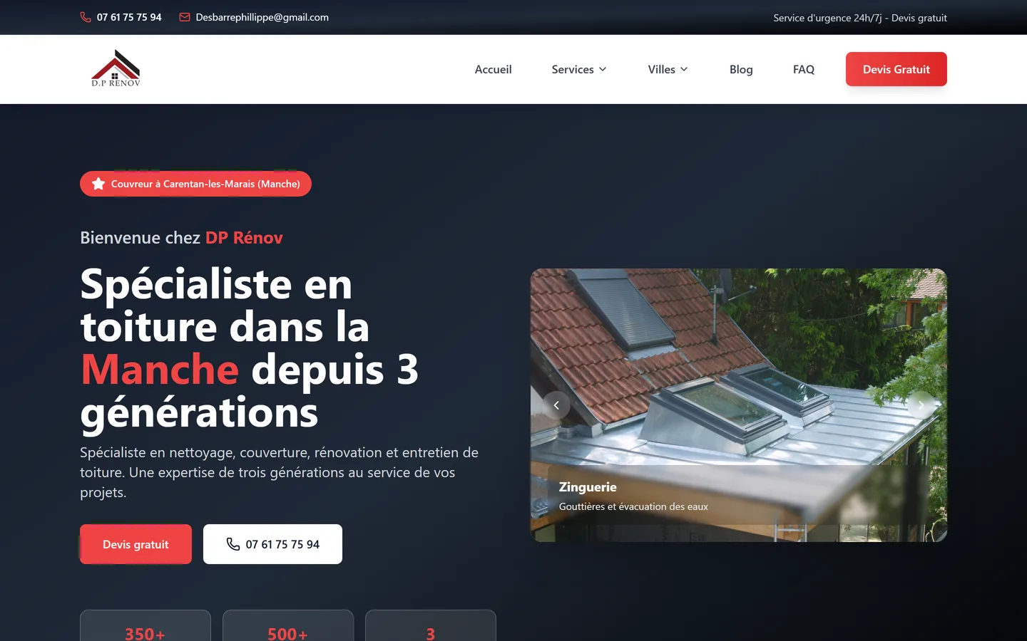 Site internet DP Rénov créé par VBWEB à Rennes