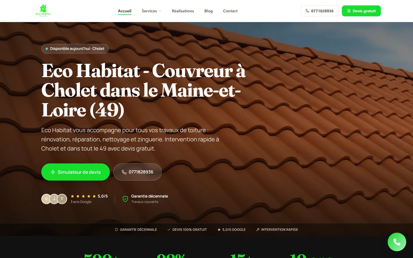 Site internet Eco Habitat créé par VBWEB à Rennes