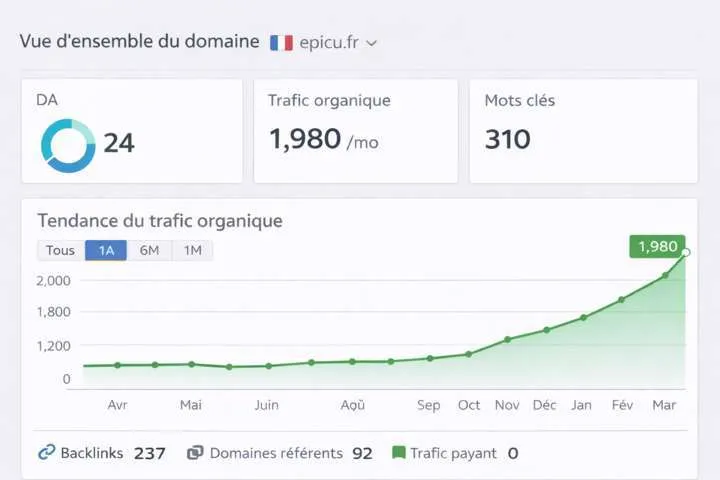 EPICU après référencement SEO par VBWEB, 5 000 visites/mois