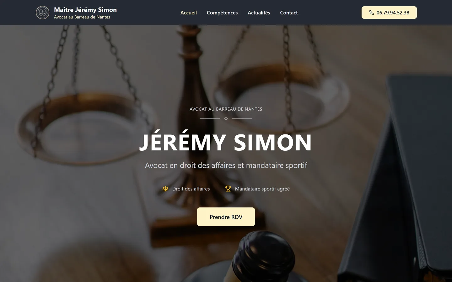 Site internet Jérémy Simon Avocat créé par VBWEB à Rennes