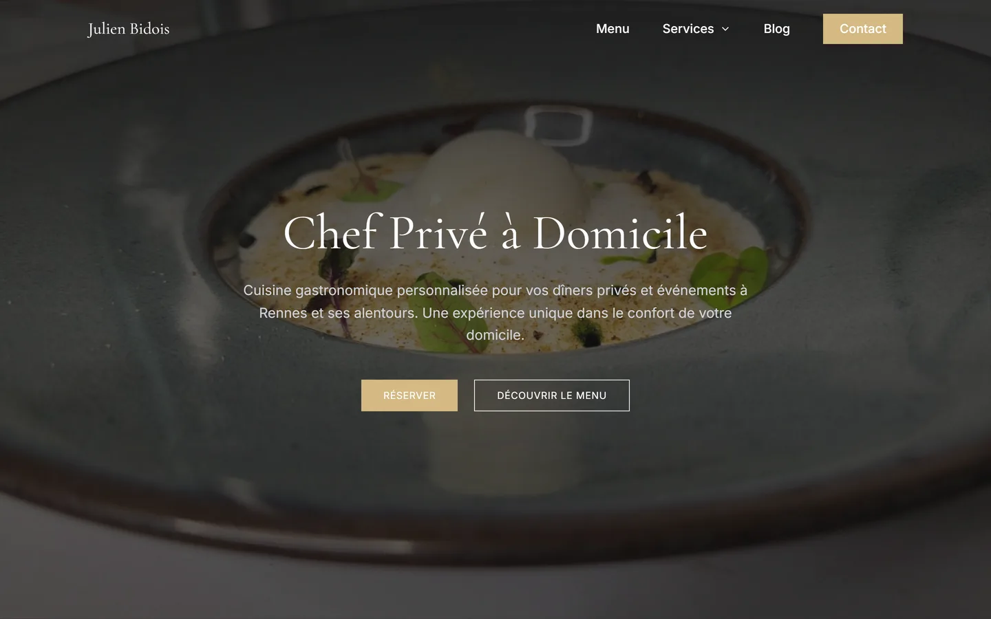 Site internet Julien Bidois Chef Privé créé par VBWEB à Rennes