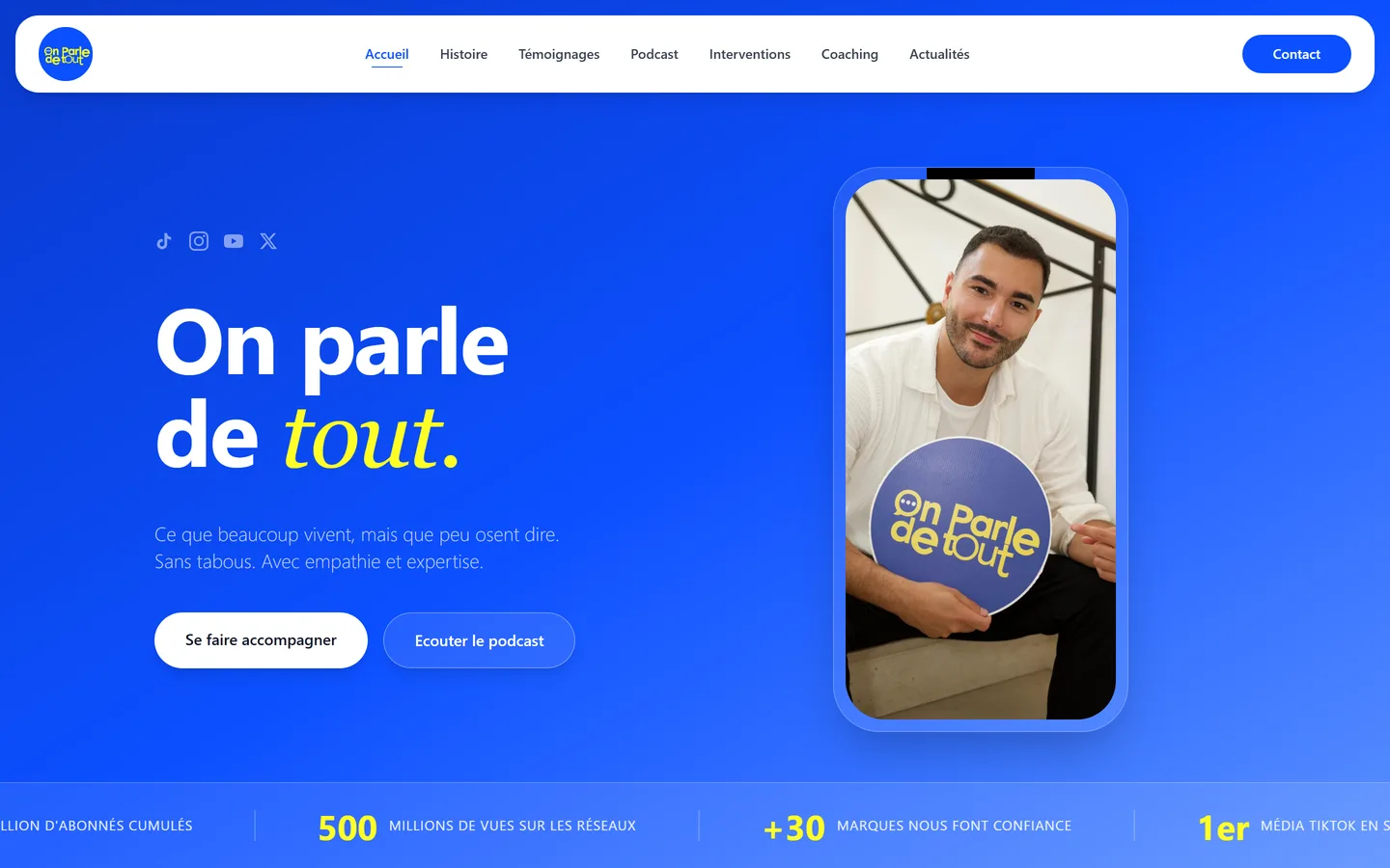 Site internet On Parle De Tout créé par VBWEB à Rennes